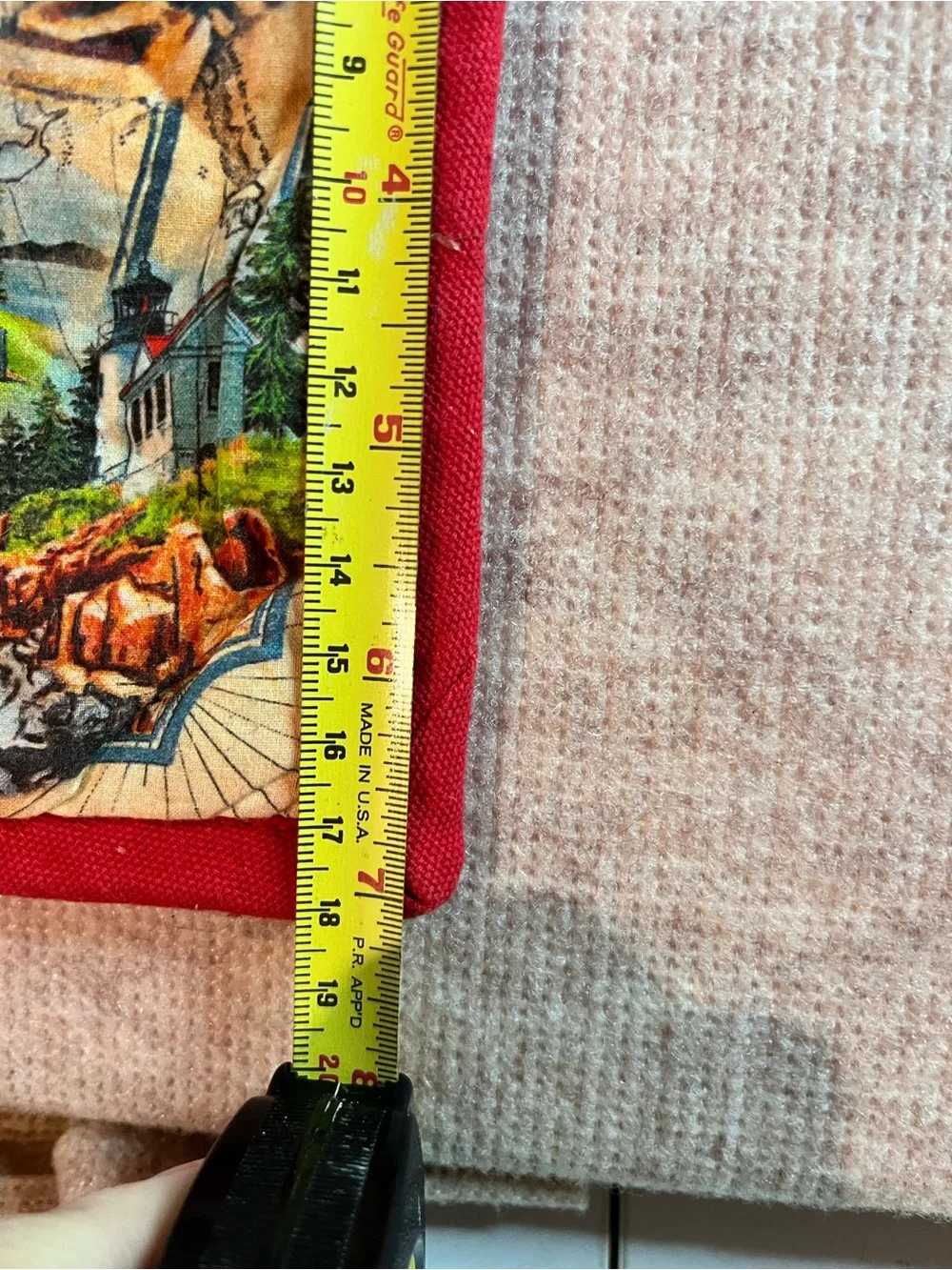 Vintage Lighthouse Print Kitchen Pillowcase - Red Trim